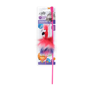 Furry Ball - Fluffy Bird Wand - Red